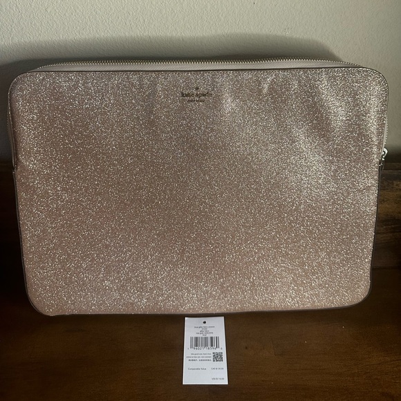 Kate Spade NWT $110 MSRP Rose Gold Glitter Tablet Sleeve - Picture 5 of 9